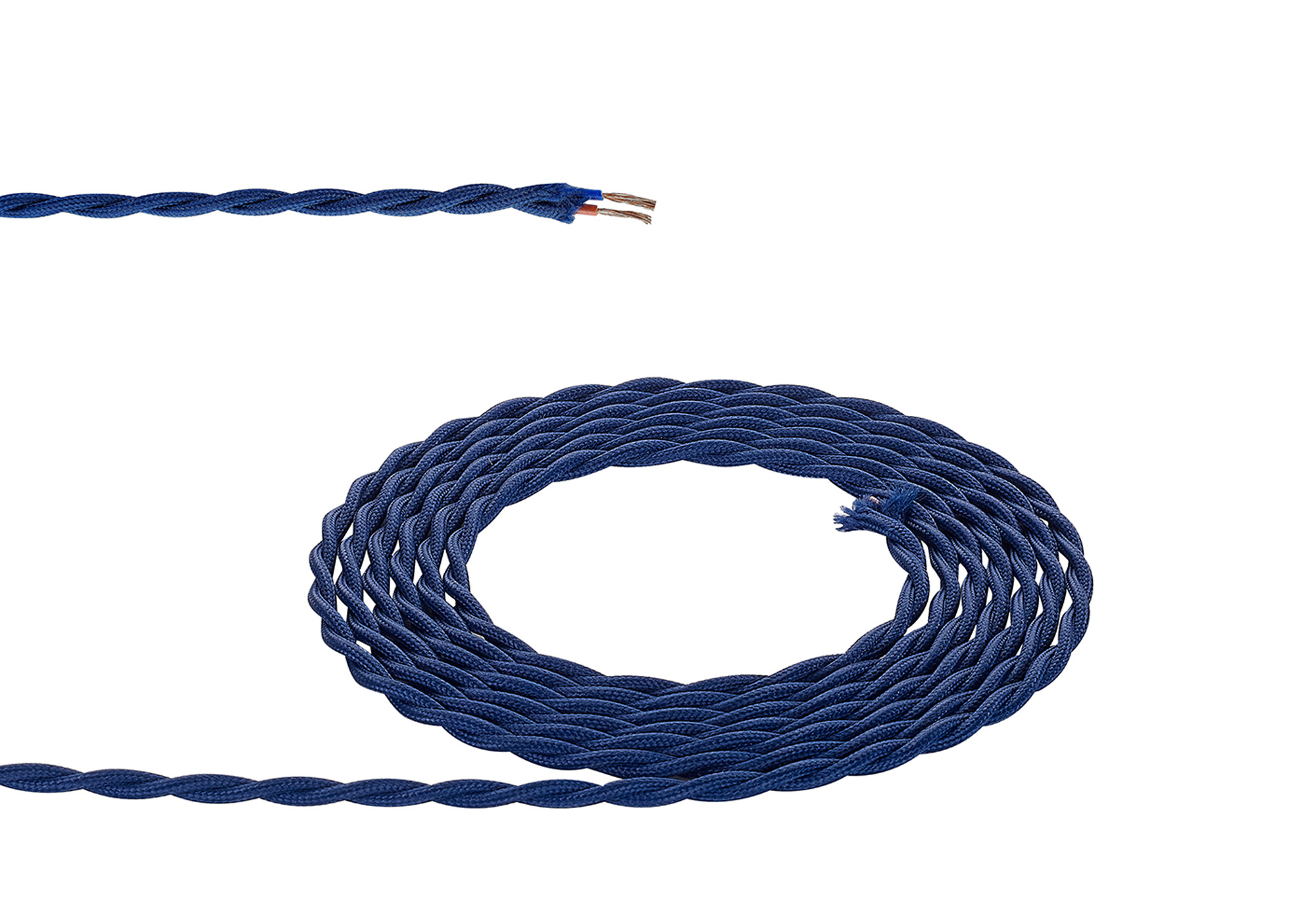 D0812  Cavo 1m Dark Blue Braided Twisted 2 Core 0.75mm Cable